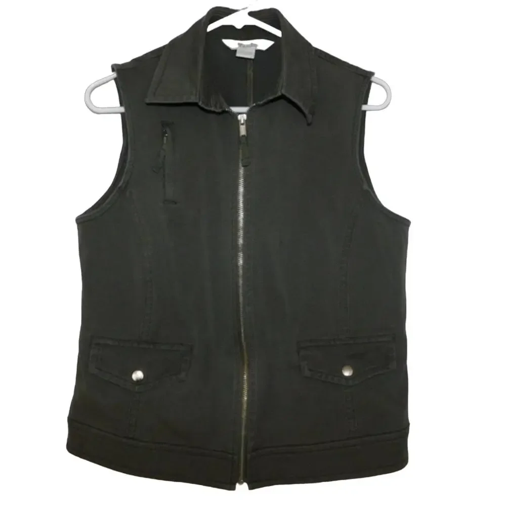 Tanjay Women's Zip Up Denim Vest Size Small